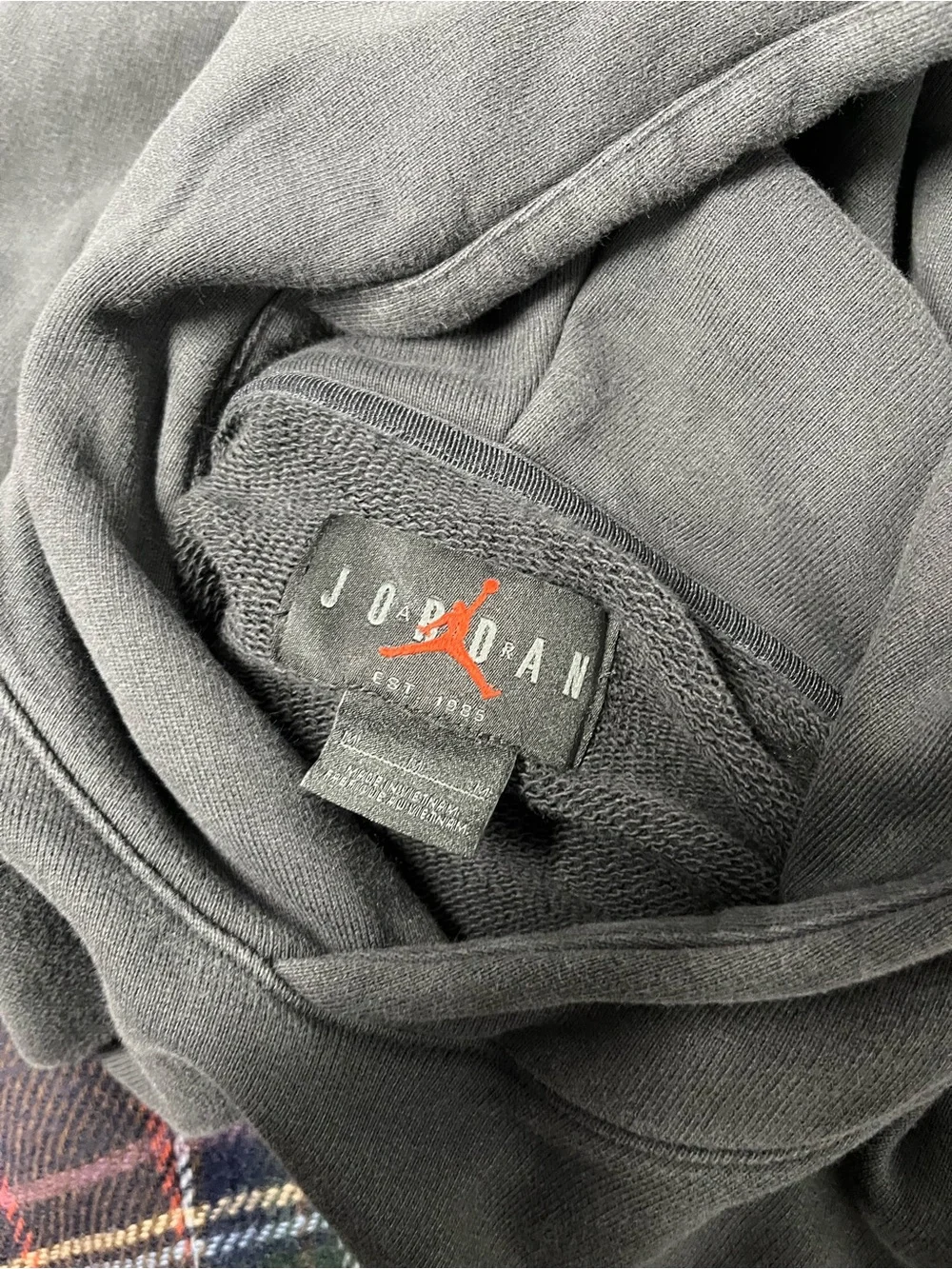 Nike Air Jordan Embroidered Logo Hoodie Sweatshirt Men's M Gray Pullover Cotton